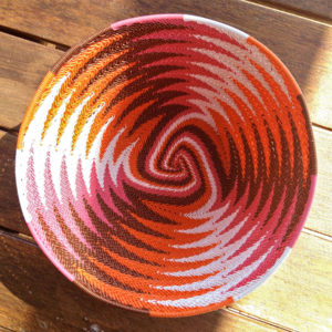 Close-up of the inside of my Fab-40 telephone wire basket. The chevron pattern changes into a triangular spiral at the base.