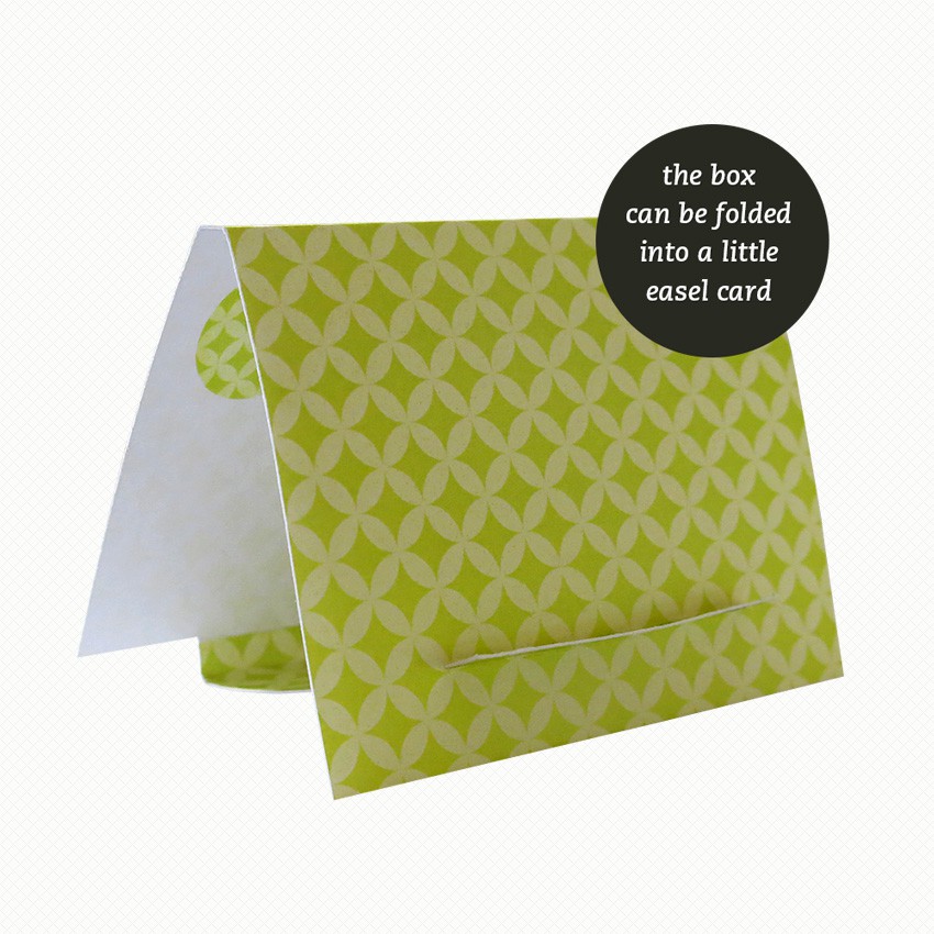 Patterned side of the easel/gift box for my Ella the Dachshund brooch The brooch gift box can be folded out into an easel card with a matching pattern.